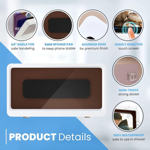 Shower Phone Case Holder, Waterproof Upgraded Phone Shower Holder, Wall Mount Bathroom Accessory