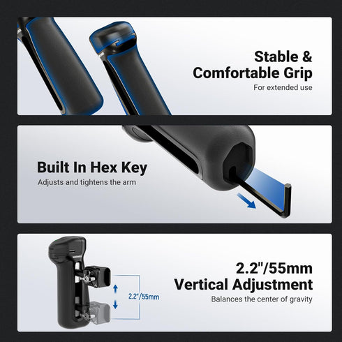 NEEWER 360 PA148E Quick Release Side Handle with Bluetooth Shutter, Cold Shoe, Rotation, Compatible with iPhone Android