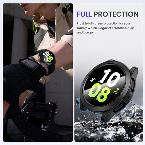 Goton Waterproof Case for Galaxy Watch 5 & 4 with Screen Protector 44mm, No Fog Tempered Glass Face Cover