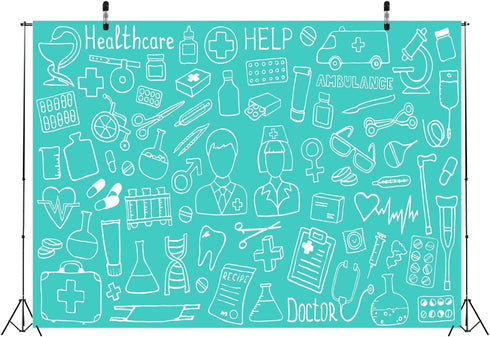 BELECO 7x5ft Fabric Doctor and Nurse Photography Backdrop Medical Equipment Healthcare Ambulance Background Hospital