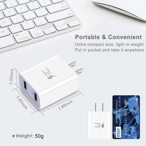 QC 3.0 Wall Charger, Pofesun 4Pack Quick Charge 3.0 Fast Charging Block Adapter, Dual Port USB Plug for iPhone 15 14 13
