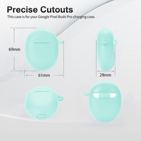 Google Pixel Buds Pro Case Cover 2022 with Cleaner Kit, Soft Silicone Shockproof Protective Skin with Carabiner, Front