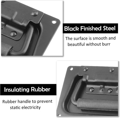 2Pcs Recessed Spring Loaded Speaker Handles, 5.1" x 3.15" Chest Cabinet Speaker Case Handles in Black