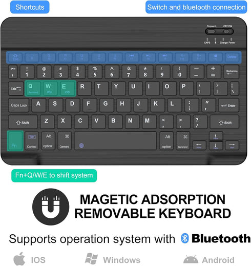 Keyboard Case for Samsung Galaxy Tab S9 FE 5G 10.9-inch, Bluetooth Detachable Keyboard, Smart Cover with S Pen, Black
