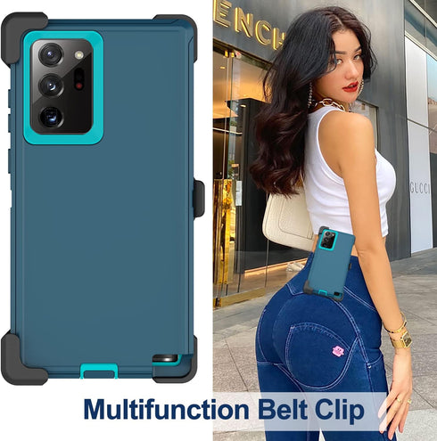 Galaxy Note 20 Ultra Case with Belt Clip Holster, Military Grade Heavy Duty Shockproof Cover, 2 Screen Protectors,