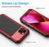 Lanhiem Metal Case for iPhone 13, Heavy Duty Shockproof Rugged Cover with Built-in Glass Screen Protector, Red