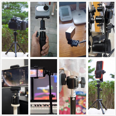 JAOXISOU 2 Pack 1/4" 360 Universal Swivel Mini Ball Head Screw Tripod Mount, Degree Rotating Mount Base Adapter