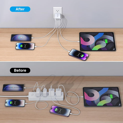 40W USB C Charger Cube, 2-Pack Wall Plug Fast Charging Block, Multiport Power Adapter for iPhone 15/14/13/12/11