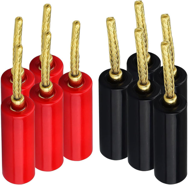 Flex Pin Banana Plugs for Speaker Wire, 5 Pairs, 24K Gold Plated Insulated for Spring-Loaded Banana Jack Speaker