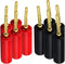 Flex Pin Banana Plugs for Speaker Wire, 5 Pairs, 24K Gold Plated Insulated for Spring-Loaded Banana Jack Speaker