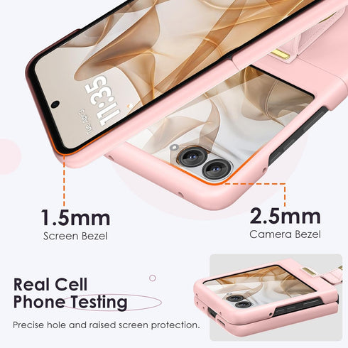Maxdara Case for Moto Razr 2024 with Ring Holder, Slim Shockproof Phone Case with Screen Protector (Pink)