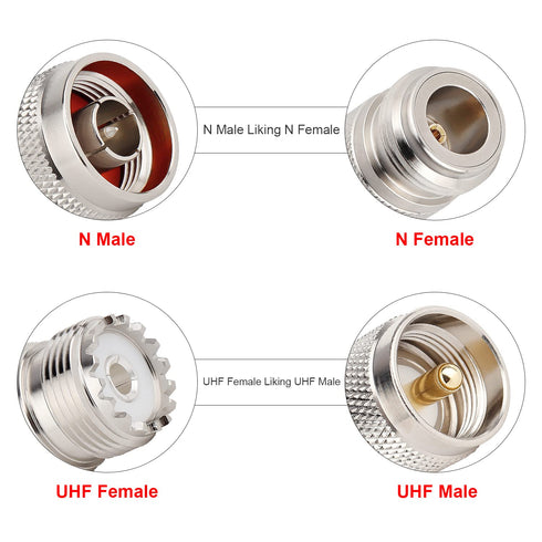 XRDS-RF N Male to UHF Female Adapter N Connector to PL-259 SO-239 Coax RF Coaxial Cable Connectors Pack of 5