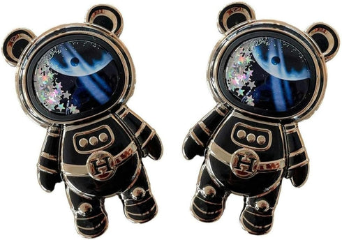 2Pcs Black Cute Phone Stand Holder, Adjustable Astronaut Phone Holder with 3D Moving Star Sequins, Gift for Women