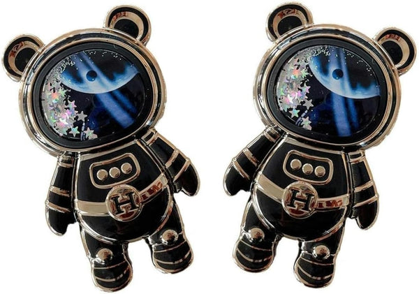 2Pcs Black Cute Phone Stand Holder, Adjustable Astronaut Phone Holder with 3D Moving Star Sequins, Gift for Women