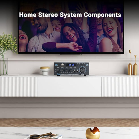 Stereo Receiver & Amplifier Home Audio Amp - AK45 Bluetooth Amplifier for Passive Speakers, 300Wx2, Bluetooth 5.0, 2
