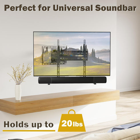 Mounting Dream Soundbar Mount, Sound Bar TV Bracket with Holes/Without Holes, Extends 3.4" to 6.1", Up to 20 LBS