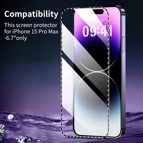 3 Pack Screen Protector with Diamonds for iPhone 15 Pro Max (6.7") Tempered Glass, Anti Scratch, Case Friendly