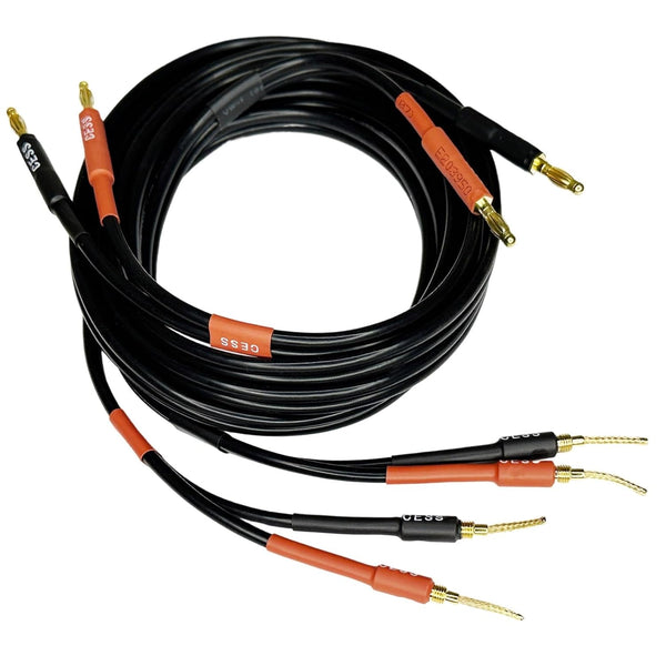 CESS-277-6f Spring Clips Braided-Type Pin Banana Plug to Standard-Type 4mm Banana Plug Speaker Cable, 12 Gauge, 680