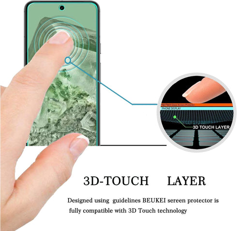 beukei (4 Pack) Tempered Glass Screen Protector for Google Pixel 8A 5G, Touch Sensitive, Case Friendly, 9H Hardness