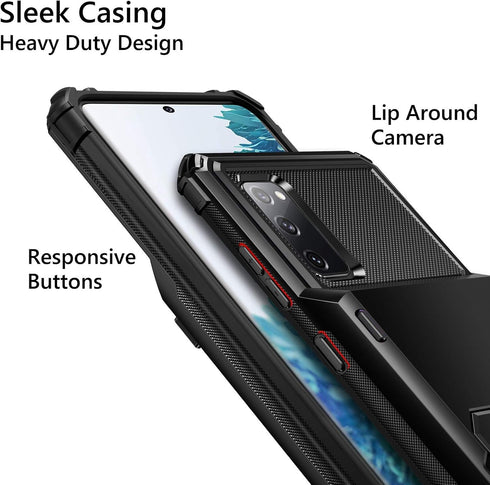 Vofolen Galaxy S20 FE 5G Case Wallet, Credit Card Holder with 4-Card Slot, Dual Layer Rugged Rubber Bumper Cover