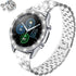 22mm Full Rhinestone Diamond Stainless Metal Strap with Bezel Ring Cover Replacement for Samsung Galaxy Watch 3 (Silver)