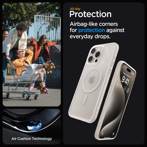 Spigen iPhone 15 Pro Max Case - Magnetic Ultra Hybrid MagFit, Military-Grade Protection, Anti-Yellowing, Frost Natural