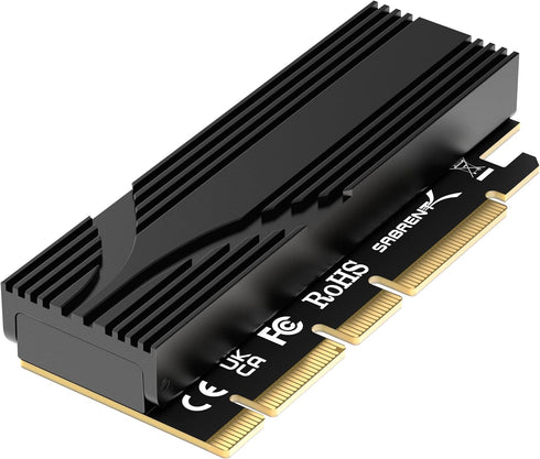 SABRENT M.2 NVMe SSD to PCIe x16 Tool-Free Add-in Card with Aluminum Heatsink, PCIe 5.0 Adapter
