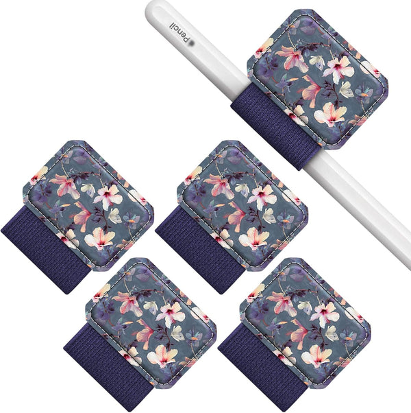 Fintie 4 Pack Pen Loop Holder for Apple Pencil Pro, USB-C Apple Pencil & Stylus Pens, Elastic Leather Sleeve (Blooming