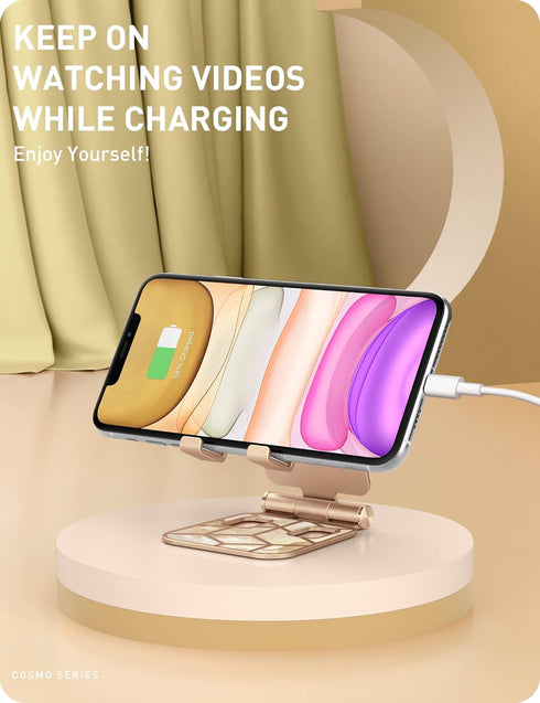 i-Blason Adjustable Foldable Portable Aluminium Phone Stand Desk Dock for Smartphones (Gold)