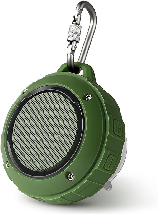 Kunodi Outdoor Waterproof Bluetooth Speaker, Wireless Portable Mini Travel Speaker with Subwoofer, Green
