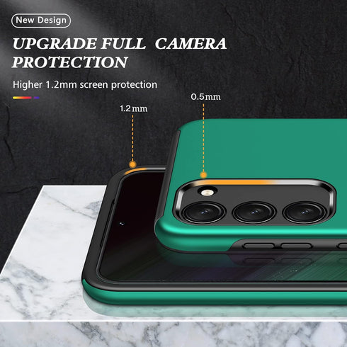 HeZhiNing Samsung Galaxy S23 Case, Shockproof with 360° Ring Holder Kickstand, Dark Green