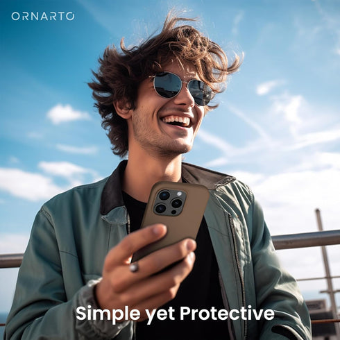 ORNARTO iPhone 15 Pro Max Case 6.7" - Slim Shockproof Liquid Silicone, 3 Layers, Soft Gel, Anti-Scratch Lining - Brown