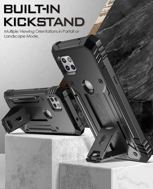 Poetic Revolution Series Case for Motorola Moto One 5G Ace (2021), Rugged Shockproof Cover with Kickstand