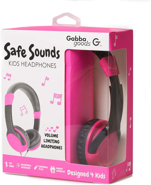 Gabba Goods Kids Safe Sound Adjustable, Foldable 3.5mm Wired Over-Ear Headphones with Printed Design