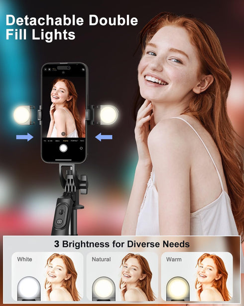 Yeaki 71" Phone Tripod,Tripod for iPhone with Fill Light and Rechargeable Remote,Aluminum Selfie Stick Phone Stand