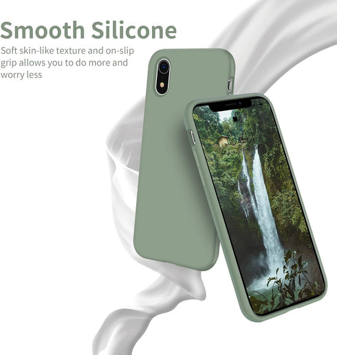 OTOFLY iPhone XR Case, Calke Green Soft Silicone Bumper, Full-Body Protection for Apple iPhone XR 6.1 inch.
