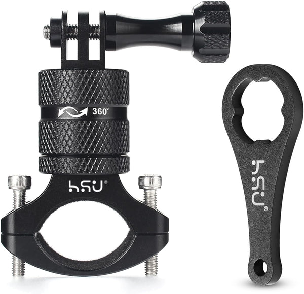 HSU Aluminum Bike Handlebar Mount for GoPro Hero and Other Action Cameras, 360 Degrees Rotary