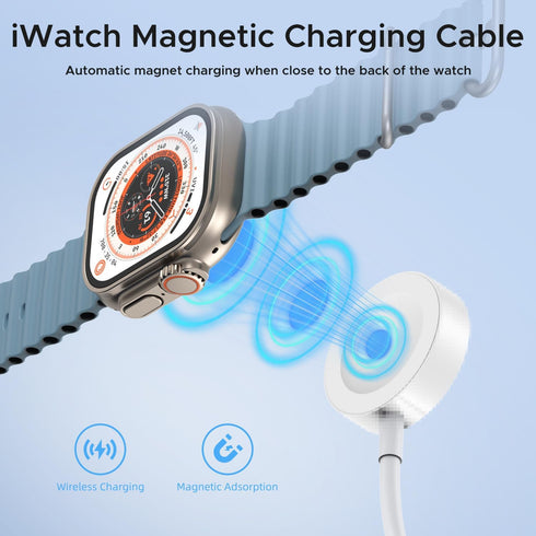 2Pack Upgraded Apple Watch Charger, Magnetic Wireless iWatch Fast Charging Cordless Cable 3.3FT