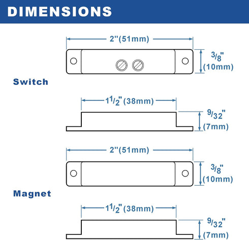 UHPPOTE Normal Closed Wired Screw-Terminal Surface-Mount Magnetic Contact for Window Door Security
