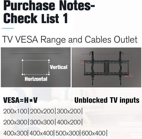 Mounting Dream Tilt TV Wall Mount Bracket for Most 42-70 Inches TV, Tilt up to 20 Degrees, Loading 132 lbs