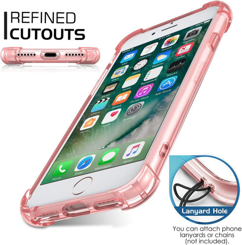 ORIbox Shockproof Case for iPhone SE 2022/2020, Compatible with iPhone 8/7, with 4 Corners Protection (Pink)