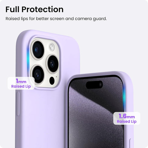ORNARTO iPhone 15 Pro Case 6.1", Liquid Silicone 3 Layers Full Covered Soft Gel Rubber Cover, Shockproof Protective
