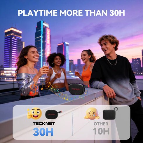 TECKNET IP67 30H 5.4, Portable Bluetooth Speaker, Waterproof Speaker with Stereo Sound, Up to Playtime, Magnetic