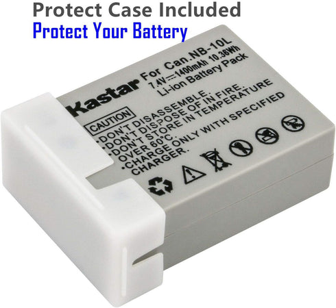 Kastar 1-Pack Battery and AC Wall Charger for Canon NB-10L, NB10L, NB-10LH, PowerShot SX40 HS Cameras