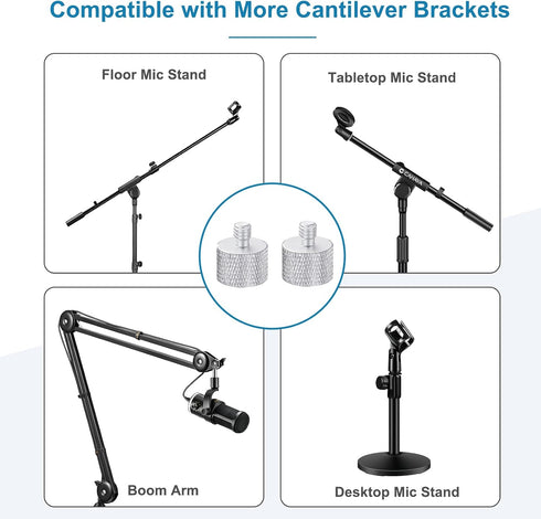 2 Pack 5/8" 1/4" Mic Stand Adapter, Female to Male Screw Thread Adapter for Microphone Stand, Camera Monitor, Tripod