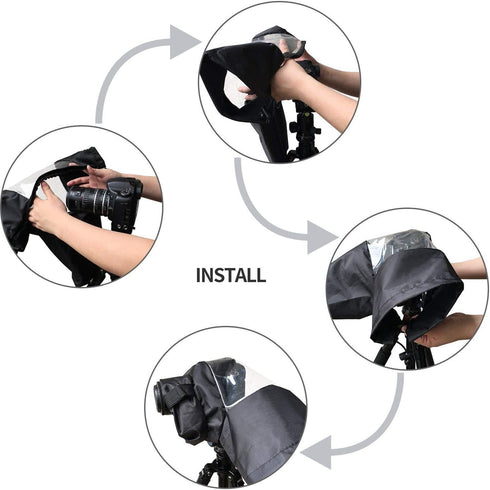 WANBY Professional Waterproof Camera Rain Cover, Soft Black for All DSLR SLR Cameras