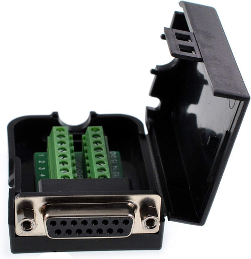Oiyagai DB15 Female 15Pin Connector Adaptor with Case, Nut Terminal Breakout Board Signal Module, Free Welding