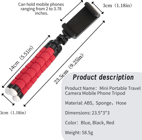 YOUNEEDFUL Mini Portable Phone Tripod Stand with Flexible LegsSuitable for Mobile Phone and Compact Cameras Lightweight