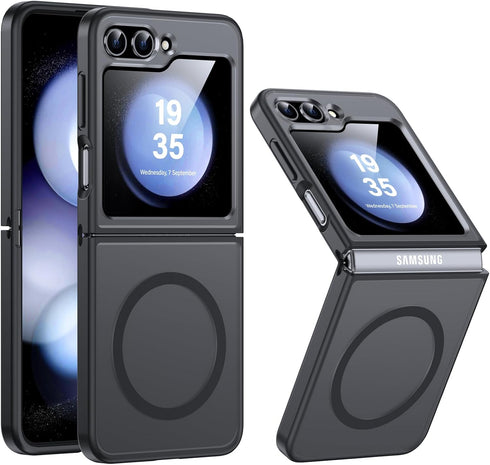 NO.1 Slim Hard Case for Samsung Galaxy Z Flip 5 - Translucent Matte, Anti-Fingerprint, Military Shockproof, Black,