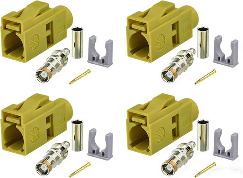 4PCS Fakra A Female, Right Angle, Black Crimp Solder Connector for RG174